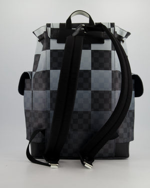 *Limited Edition* Louis Vuitton Christopher Backpack Bag in Black and White Damier Canvas with Silver Hardware