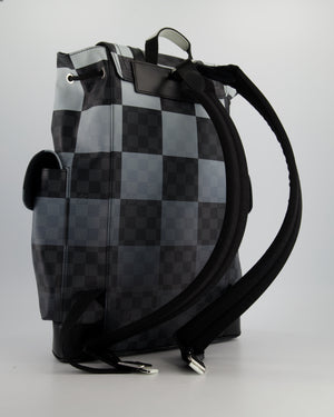 *Limited Edition* Louis Vuitton Christopher Backpack Bag in Black and White Damier Canvas with Silver Hardware