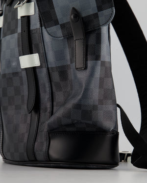 *Limited Edition* Louis Vuitton Christopher Backpack Bag in Black and White Damier Canvas with Silver Hardware