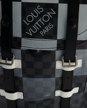 *Limited Edition* Louis Vuitton Christopher Backpack Bag in Black and White Damier Canvas with Silver Hardware