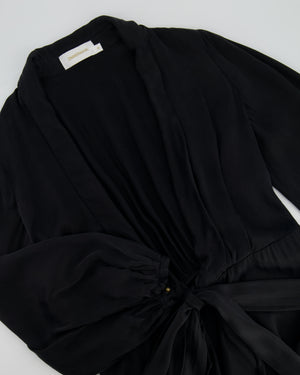 Zimmermann Black Silk Ruffle Long Dress with Belt Size 0 ( UK 6)