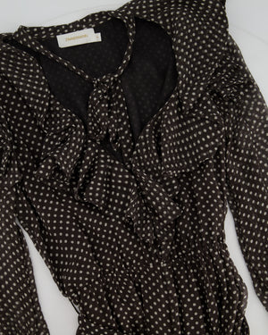 Zimmermann Polka Brown Long Sleeve Playsuit Size 1 (UK 8)