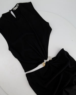 Christopher Esber Black Maxi Dress with Gold Ring Detail UK 8