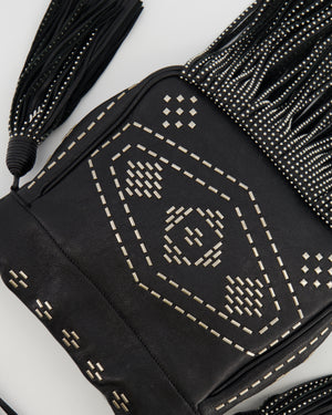 Saint Laurent Black Studded Bag with Fringe Details