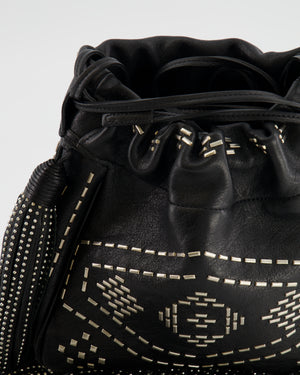 Saint Laurent Black Studded Bag with Fringe Details