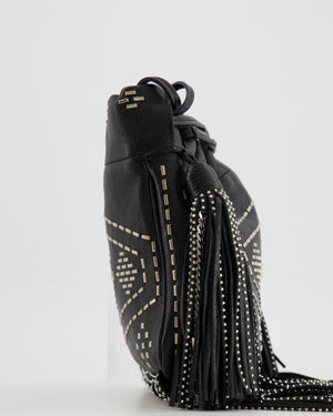 Saint Laurent Black Studded Bag with Fringe Details