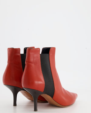 Celine Red Pointed Ankle Boots with Kitten Heel EU 36.5