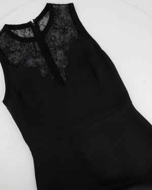 Elie Saab Black Silk Lace Belted Sleeveless Long Dress Size FR 36 (UK 8)