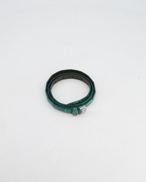 Loro Piana Emerald Green Croc Belt Size 90cm