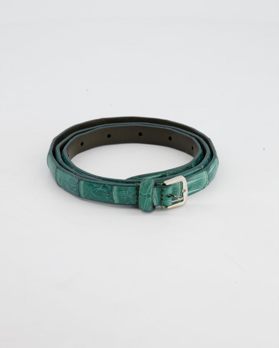 Loro Piana Emerald Green Croc Belt Size 90cm