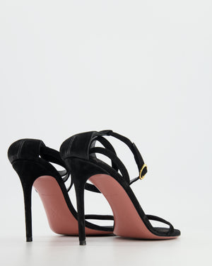 Amina Muaddi Black Velvet Ankle Strap Sandals Size 40.5