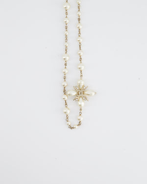 *HOT* Chanel Gold CC Necklace with White Pearl and Crystal Detailing