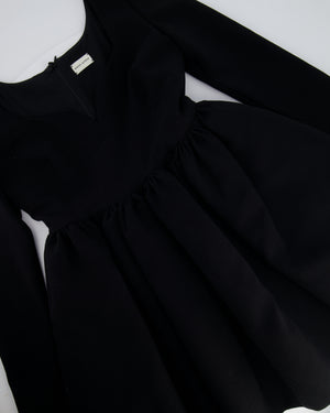 Magda Butrym Black Long Sleeve Wool BabyDoll Dress Size FR 36 (UK 8) RRP £1,400