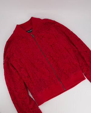 Dolce 
Gabbana Red Lace Bomber Jacket Size IT 36 (UK 4)