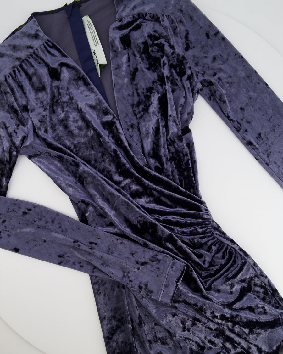 Off-White Purple Velvet Long Sleeve Dress with Slit Size IT 40 (UK 8)