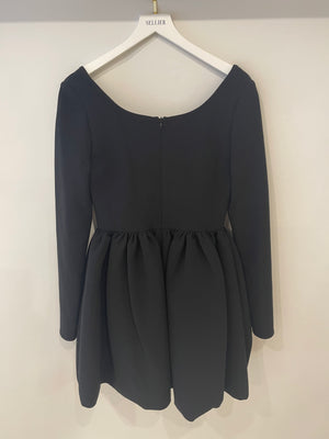 Magda Butrym Black Long Sleeve Wool BabyDoll Dress Size FR 36 (UK 8) RRP £1,400