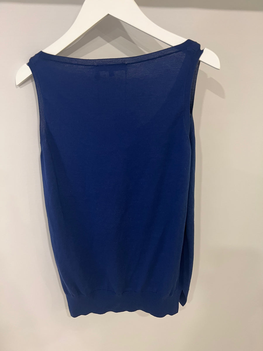 Loro Piana Silk Electric Blue Tank Top Size IT 40 (UK 8) RRP - £405