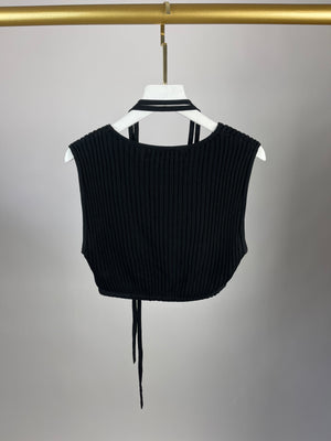 Christopher Esber Black Ribbed Skirt and Crop Top with Detail Size XS (UK 6)