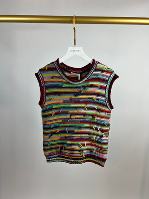 Chloé Multicolour Knotted Yarn Sleeveless Vest Size S ( UK 8) RRP £1,160