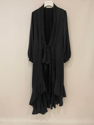 Zimmermann Black Silk Ruffle Long Dress with Belt Size 0 ( UK 6)