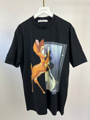 Givenchy Black Bambi Logo Printed T-shirt Size XS (UK 8 - 10)