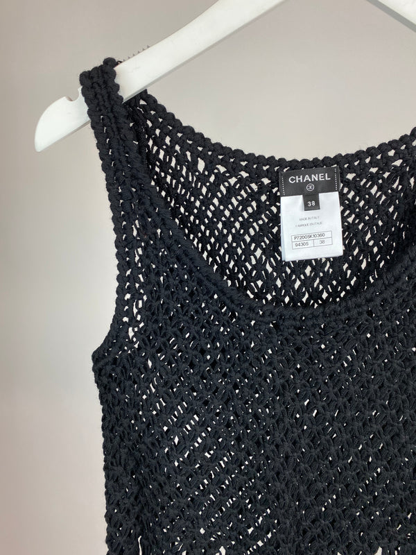 Chanel Black Wool Knitted Fringe Vest Top FR 38 (UK 10)