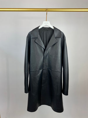 Dion Lee Black Longline Leather Jacket UK 8