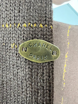 Chanel Brown and Gold Knitted Wool Jumper FR 36 (UK 8)