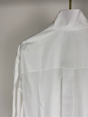 Chanel White Cotton High Neck Pleated Shirt Size FR34 (UK6) RRP £3,720