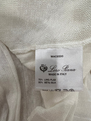 Loro Piana Cream Round Neck with Pleated Back Silk Knit Top IT 42 (UK 10) IT 46 (14 UK)