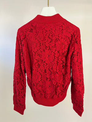 Dolce 
Gabbana Red Lace Bomber Jacket Size IT 36 (UK 4)