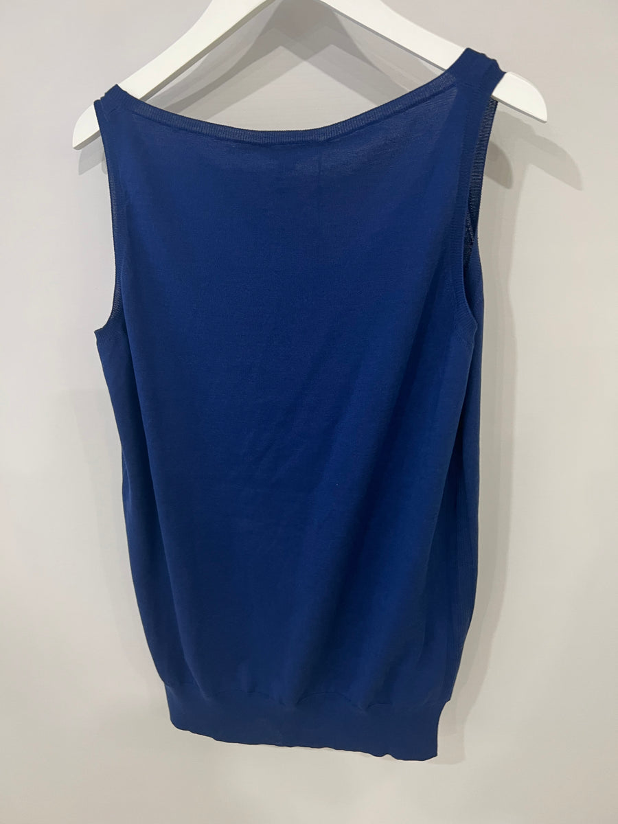 Loro Piana Silk Electric Blue Tank Top Size IT 44 (UK 12) RRP - £405