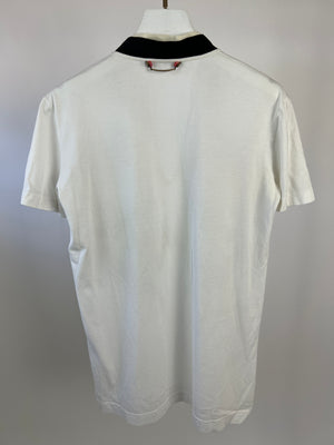 Dolce 
Gabbana White V-Neck T-shirt with Rose and Tie Neck Detail Size IT 36 (UK 4)