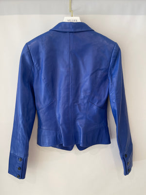 Jitrois Electric Blue Lambskin Leather Jacket Size FR 40 (UK 12)