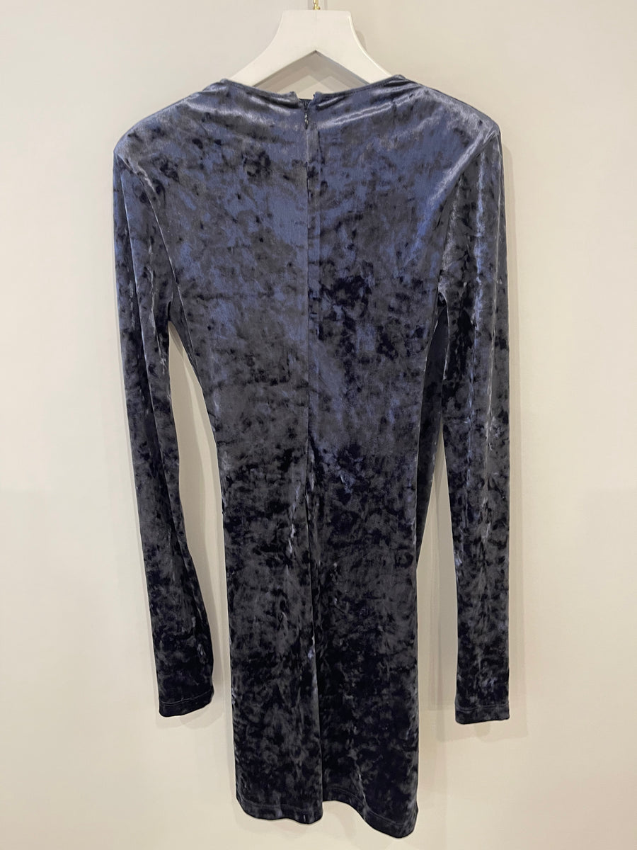 Off-White Purple Velvet Long Sleeve Dress with Slit Size IT 40 (UK 8)