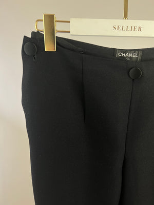 Chanel Navy Pleated Button Down Wool Trouser FR 40 (UK 12)