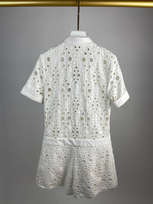 Alexis White Embroidery Anglaise Playsuit Size UK 8