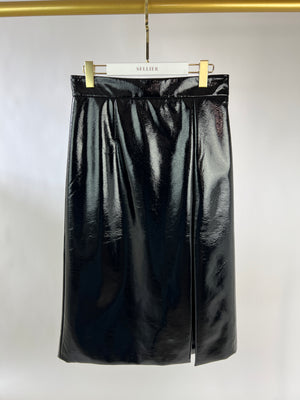 Racil Black Daria Vinyl Midi Skirt with Side Split Detail RRP £475 FR 34 (UK 6)