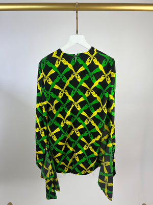 *RUNWAY* Bottega Veneta Green and Black Printed Shirt and Short Set Size IT 36 (UK 4)