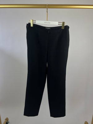 Chanel Navy Pleated Button Down Wool Trouser FR 40 (UK 12)