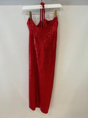 Dodo Bar Or Red Sequin Embellished Midi Dress Size IT 42 (UK 10)