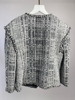 Chanel White and Black Runway Tweed Jacket with Pearl Detail FR 42 (UK 14)