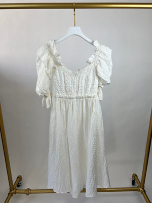 Cult Gaia White Simona Off-The-Shoulder Maxi Dress with Corset Detail Size Small (UK 8)