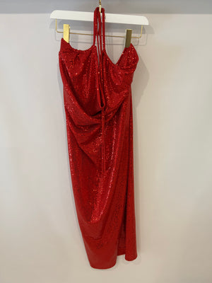 Dodo Bar Or Red Sequin Embellished Midi Dress Size IT 42 (UK 10)