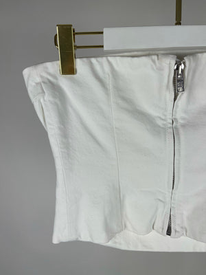 Prada White Cotton Front Pockets Bustier Top Size IT 42 (UK 8)