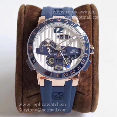 Wholesale Luxury Ulysse Nardin El Toro GMT +/- Perpetual Calendar 326-00 TWAF Rose Gold Silver Dial UN-32