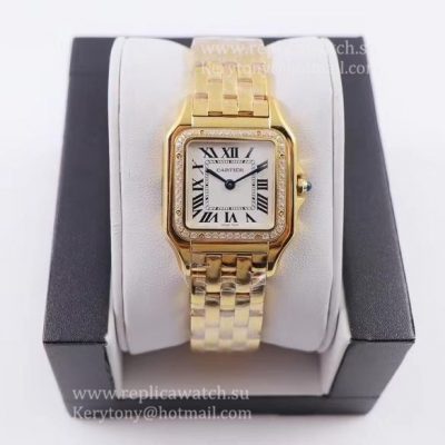 Best Price Cartier Panthere Ladies WJPN0016 27mm / 22mm 8848F Yellow Gold & Diamond White Dial Ronda Quartz car541 22mm x 30mm x 6mm