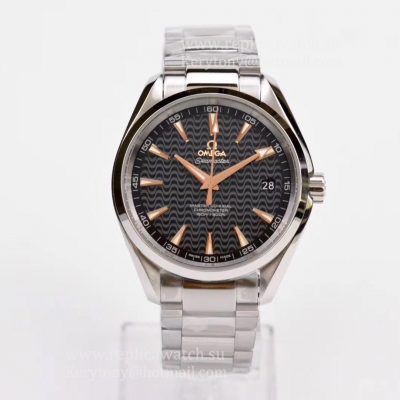 Copy Omega Seamaster Aqua Terra 150M VSF SS Black Dial 8500 (Free Strap)