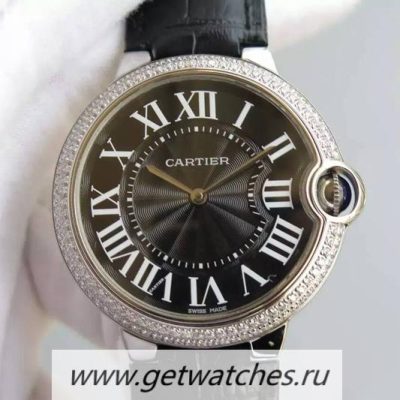 Copy Cartier Ballon Bleu SS & Diamonds Black Dial 2836