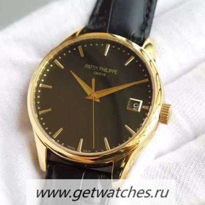 Perfect Replica Patek Philippe Calatrava 5227 Yellow Gold Black Dial 324SC